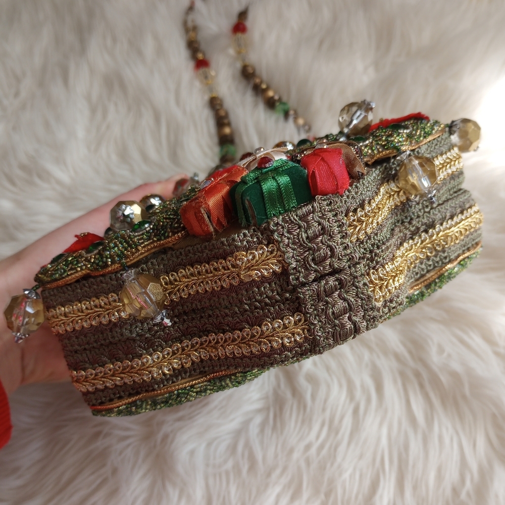 Mary Frances Will All the Trimmings Beaded Christmas Tree Holiday Vintage Bag - Picture 5 of 16